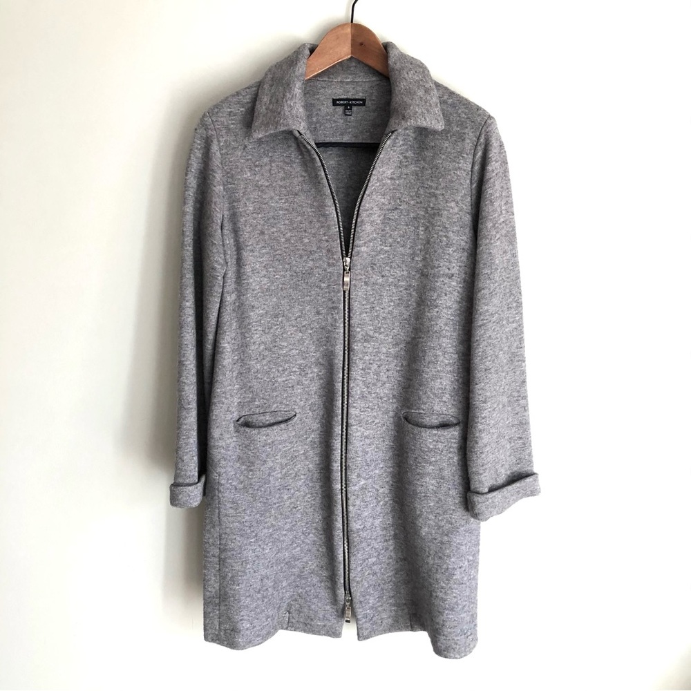 Vintage Long Oversized Sweater Jacket Wool Blend Gray